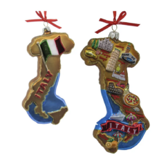Italy Map Glass Ornament